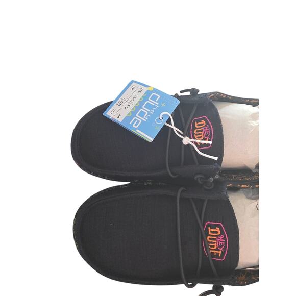 Hey Dude Wendy Glo Canvas Shoes Youth Kids 2/3 Boys Slip On Black NWT - Picture 4 of 5